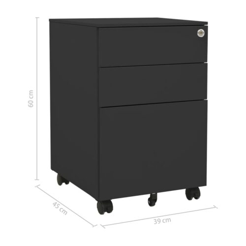 Mobile File Cabinet Anthracite 39x45x60cm Steel - Image 11