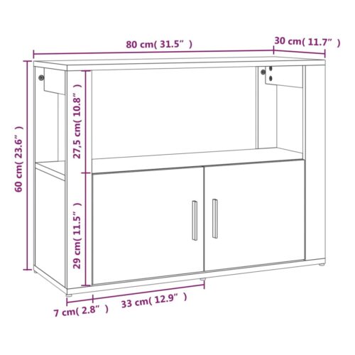 Sideboard White 80x30x60cm Engineered Wood - Image 10