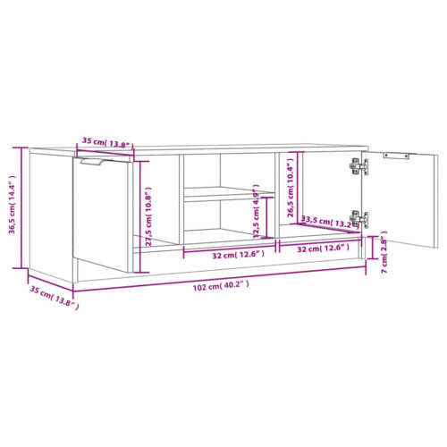 TV Cabinet Black 102x35x36.5cm Engineered Wood - Image 8