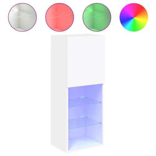 TV Cabinet with LED Lights White 40.5x30x102cm