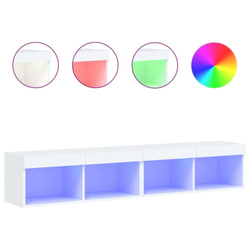TV Cabinets with LED Lights 2pcs White 80x30x30cm - Image 2