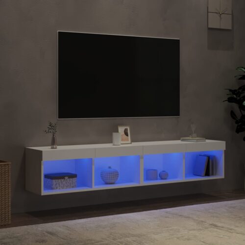 TV Cabinets with LED Lights 2pcs White 80x30x30cm