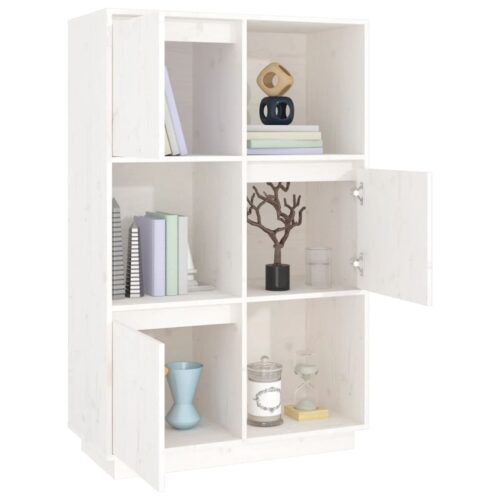 Highboard White 74x35x117cm Solid Wood Pine - Image 4