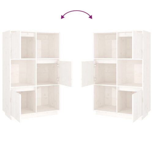 Highboard White 74x35x117cm Solid Wood Pine - Image 8