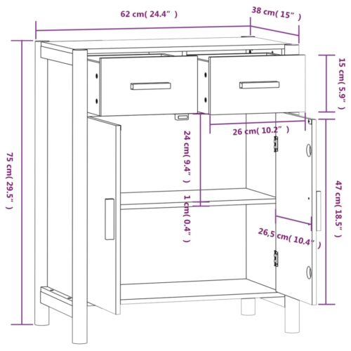 Sideboard 62x38x75cm Engineered Wood - Image 9