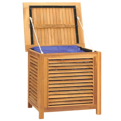Garden Storage Box with Bag 60x50x58cm Solid Wood Teak - Image 4