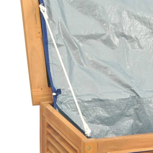 Garden Storage Box with Bag 60x50x58cm Solid Wood Teak - Image 8