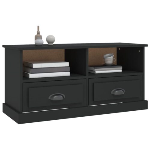 TV Cabinet Black 93x35.5x45cm Engineered Wood - Image 4
