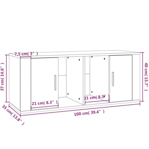 TV Cabinet Black 100x35x40cm Engineered Wood - Image 9