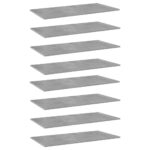 Bookshelf Boards 8pcs Concrete Grey 80x30x1.5cm Engineered Wood