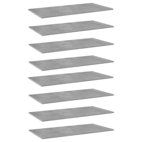 Bookshelf Boards 8pcs Concrete Grey 80x30x1.5cm Engineered Wood