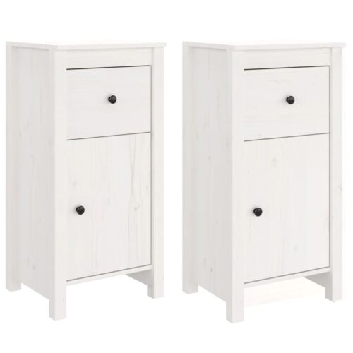 Sideboards 2pcs White 40x35x80cm Solid Wood Pine - Image 2