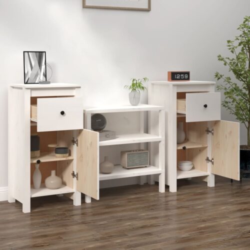 Sideboards 2pcs White 40x35x80cm Solid Wood Pine - Image 3