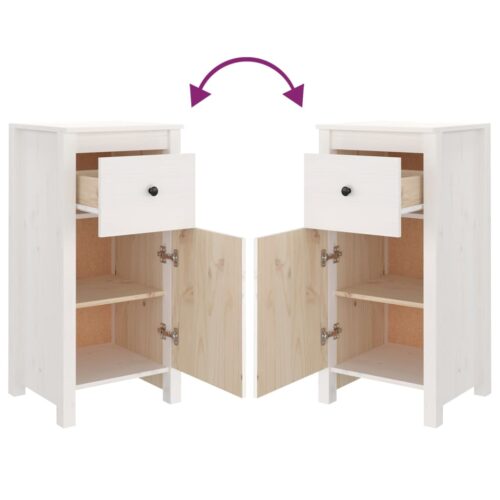Sideboards 2pcs White 40x35x80cm Solid Wood Pine - Image 7