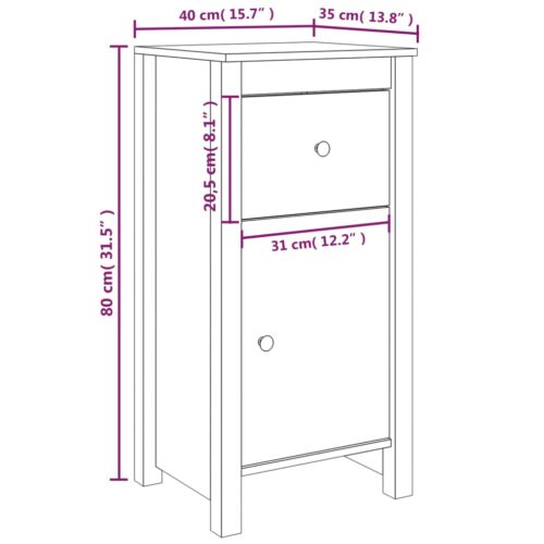 Sideboards 2pcs White 40x35x80cm Solid Wood Pine - Image 11