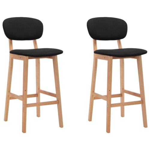 Bar Stools 2pcs Black Fabric