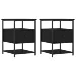 Bedside Cabinets 2pcs Black 40x42x56cm Engineered Wood