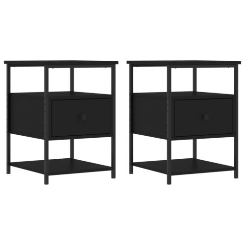 Bedside Cabinets 2pcs Black 40x42x56cm Engineered Wood