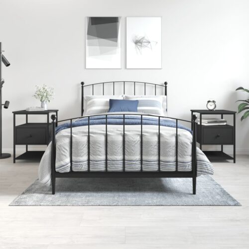 Bedside Cabinets 2pcs Black 40x42x56cm Engineered Wood - Image 12