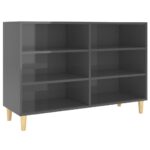 Sideboard High Gloss Grey 103.5x35x70cm Engineered Wood