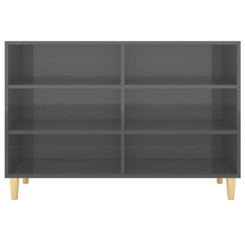 Sideboard High Gloss Grey 103.5x35x70cm Engineered Wood - Image 4