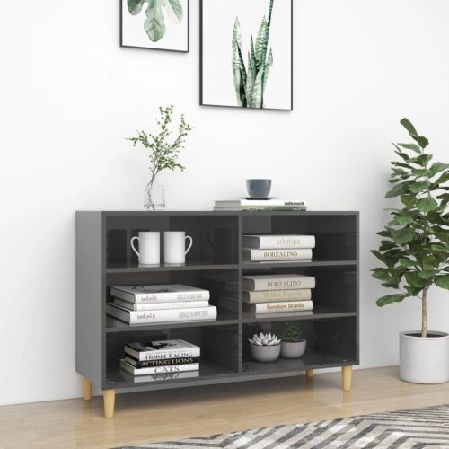 Sideboard High Gloss Grey 103.5x35x70cm Engineered Wood - Image 8