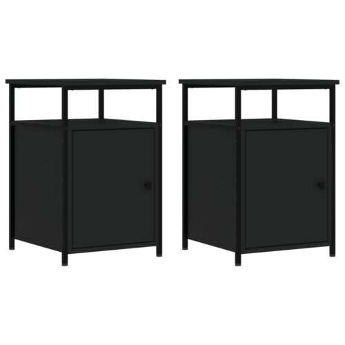 Bedside Cabinets 2pcs Black 40x42x60cm Engineered Wood
