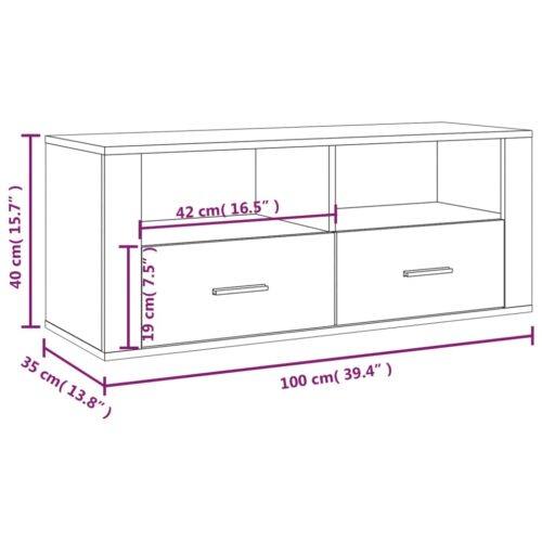 TV Cabinet White 100x35x40cm Engineered Wood - Image 10