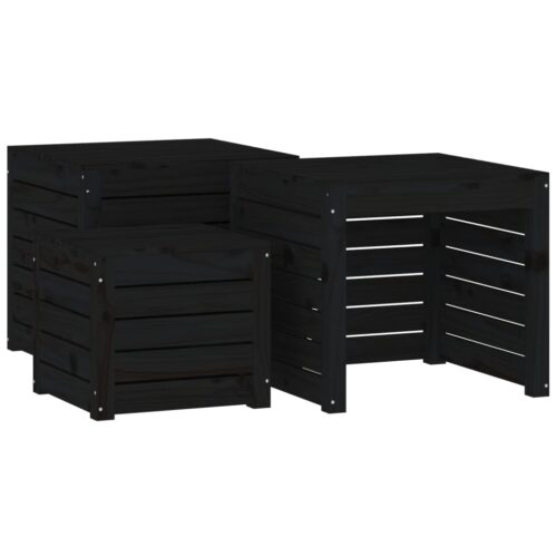 3-Piece Garden Box Set Black Solid Wood Pine - Image 2