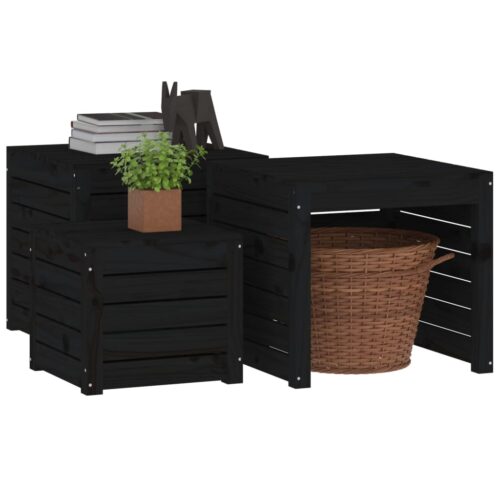 3-Piece Garden Box Set Black Solid Wood Pine - Image 4