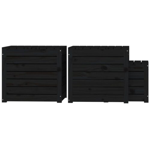 3-Piece Garden Box Set Black Solid Wood Pine - Image 7