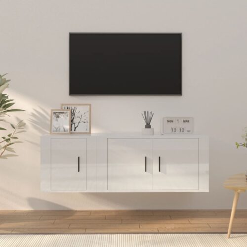 2-Piece TV Cabinet Set High Gloss White Engineered Wood - Image 12