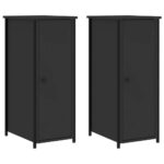 Bedside Cabinets 2pcs Black 32x42x80cm Engineered Wood