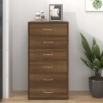 Sideboard with 6 Drawers Brown Oak 50x34x96cm Engineered Wood