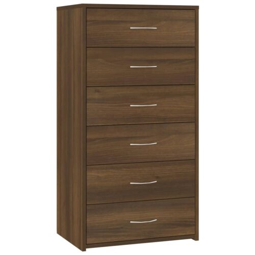 Sideboard with 6 Drawers Brown Oak 50x34x96cm Engineered Wood - Image 2