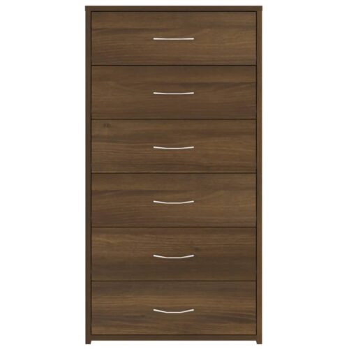 Sideboard with 6 Drawers Brown Oak 50x34x96cm Engineered Wood - Image 5