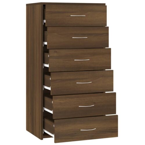 Sideboard with 6 Drawers Brown Oak 50x34x96cm Engineered Wood - Image 7