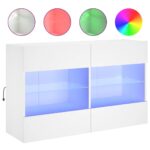 TV Wall Cabinet with LED Lights White 98.5x30x60.5cm