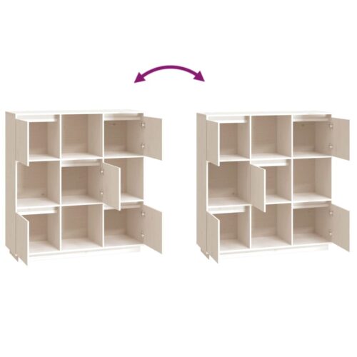 Highboard White 110.5x35x117cm Solid Wood Pine - Image 5