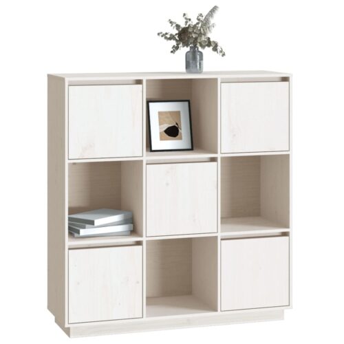 Highboard White 110.5x35x117cm Solid Wood Pine - Image 7