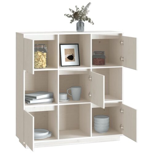 Highboard White 110.5x35x117cm Solid Wood Pine - Image 8
