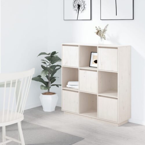 Highboard White 110.5x35x117cm Solid Wood Pine - Image 12