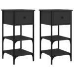 Bedside Cabinets 2pcs Black 34x36x70cm Engineered Wood