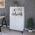 Highboard High Gloss White 60x36x110cm Engineered Wood