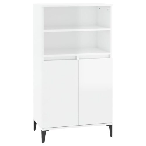 Highboard High Gloss White 60x36x110cm Engineered Wood - Image 2