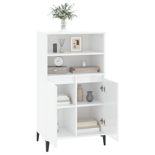 Highboard High Gloss White 60x36x110cm Engineered Wood - Image 7