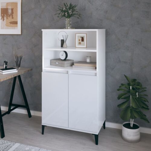 Highboard High Gloss White 60x36x110cm Engineered Wood - Image 11