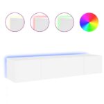 TV Wall Cabinets with LED 2pcs White 80x35x31cm