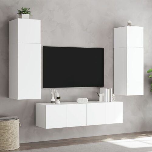 TV Wall Cabinets with LED 2pcs White 80x35x31cm - Image 5