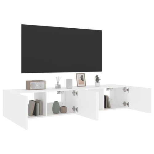 TV Wall Cabinets with LED 2pcs White 80x35x31cm - Image 6